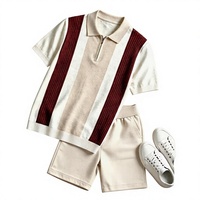 Men's Solid Knitted High Quality Polo Shirt with Shorts Set Breathable Casual Summer Wear Customized Color