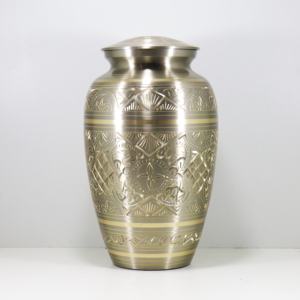 Urnas de cremación grabadas de latón para adultos, para cenizas humanos, fabricante y proveedor de la India - Product Image 2