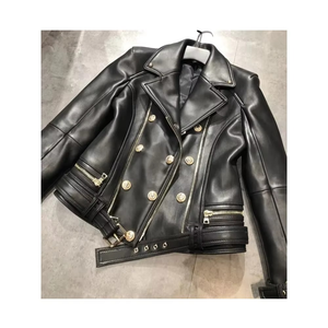 Women's PU Leather Moto Jacket Stand Collar Zipper Closure Full Sleeve Solid Color Regular Fit Autumn Style - Product Image 6