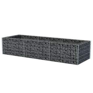 Fioriera Rialzata in Gabion 106.3 X 35.4 X 19.7 Pollici in Acciaio Zincato Argento - Product Image 3