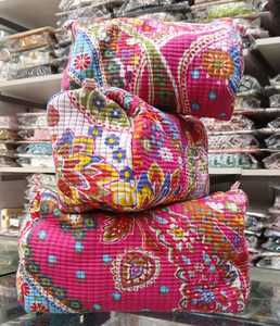 Pochette de voyage matelassée à fermeture éclair pour sacs, style bohème fait main en tissu de coton, pour maquillage et soins de la peau - Product Image 2