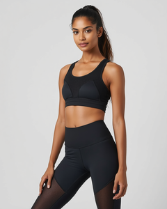 Conjunto de yoga transpirable con paneles de malla para mujer, chándal de gimnasio de alta elasticidad, conjunto de fitness ahuecado para entrenamiento - Product Image 2