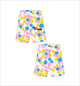 Custom White Basketball <b>Shorts</b> with <b>Pink</b> Yellow and Blue Floral Pattern Lightweight Breathable Mesh Athletic Training Streetwear - Product Image 1