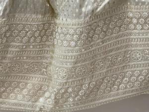 White Beaded Lehenga Choli With Purple Embroidered Dupatta Silk <b>Blend</b> Traditional Dress For Wedding Party Women - Product Image 6