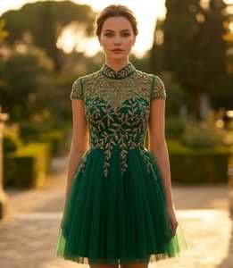 Emerald Green Short Cocktail Dress - 2025 New Style