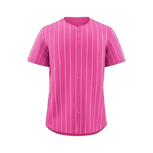 Custom Baseball Jersey Gradient Blue Pink Short Sleeve Button Front Unisex Adult Sport Apparel Breathable <b>Polyester</b> - Product Image 4