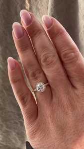 Bague de fiançailles F VS avec halo de diamants CVD, or véritable 14K 18K, pierre centrale 1,10 CT, certifiée IGI, prix d'usine, fournisseur de bijoux sur mesure - Product Image 2