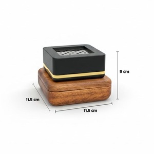 Quemador de Bakhoor de Lujo con Base Cuadrada de Madera, Incensario Moderno de Metal para Oud, Mabkhara de Dos Tonos para Decoración del Hogar, Regalo Árabe para Ramadán, Venta al por Mayor - Product Image 6