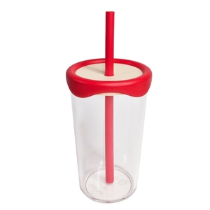 Vaso Transparente Color Crema Pastel de 17oz/500ml con Pajita, Vaso de Plástico PP Resistente para Fiestas, Bebidas al Aire Libre, con Logotipo Personalizado - Product Image 1