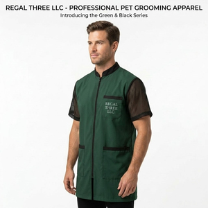 Veste de toilettage pour hommes à manches courtes en maille, Blouse de toilettage, Cape de coiffure, Tablier de toilettage pour animaux de compagnie avec fermeture éclair pour hommes - Product Image 4