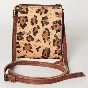 Sac bandoulière en cuir véritable à imprimé léopard pour femme, petit sac messager à fermeture éclair tendance - Product Image 2