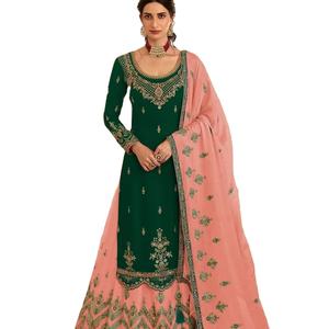 Dernière Designer Faux Georgette Broderie Séquence Travail Sharara Costume Par Fab Zone - Product Image 1