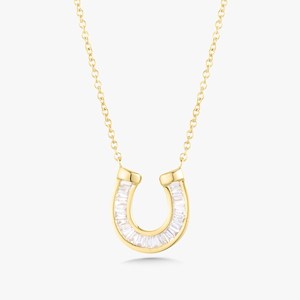 Colgante de Diamante Cultivado en Laboratorio con Corte Baguette en Forma de Herradura de 0.44ct VS+ Minimalista Solitario con Cierre de Langosta en Forma de U, Collar de Oro de 14K 18K - Product Image 5