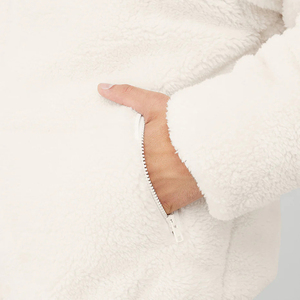 Veste d'hiver en polaire Sherpa à manches longues et fermeture éclair, couleur unie, coupe ample, style streetwear, vente en gros sur mesure - Product Image 5