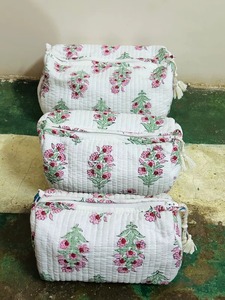 Cotton Cosmetic Bag Bohemian Style Foldable String Closure Toiletry Bag Large Capacity <b>Makeup</b> Organizer - Product Image 3