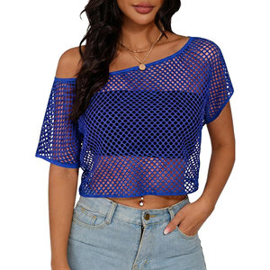 <b>Top</b> Trendy Low Price Women <b>Mesh</b> <b>Crop</b> T Shirt Custom Logo And Size Short Sleeve Summer Streetwear OEM Factory Made - Product Image 1