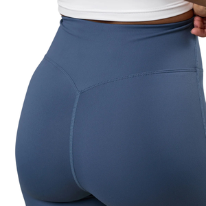 Legging de yoga capri bleu taille haute pour femme, fin, décontracté, sans couture, extensible, pour l'entraînement et la gym, avec effet ventre plat, vêtement de sport - Product Image 5