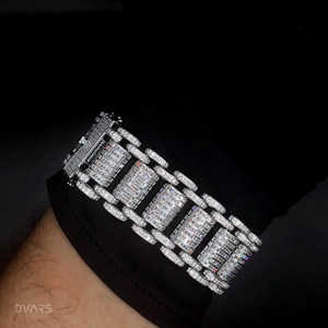 Bracelet chaîne cubaine pour homme en moissanite VVS, argent sterling 925, certifié luxe - Product Image 1