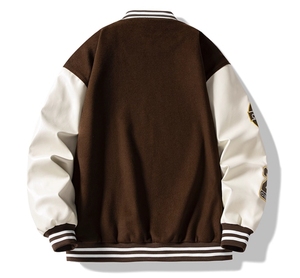 Blouson universitaire personnalisé pour homme, style streetwear hiver, broderie premium, OEM/ODM, 100% laine peignée, logo frontal - Product Image 5