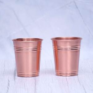 Copper Straight Cups Traditional Chinese Design 4-Pack Drinking Cup Kitchen Use - Product Image 1