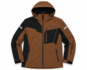 Veste softshell marron et noire pour homme avec capuche, imperméable, coupe-vent, pour sports d'hiver en plein air, vêtements de travail personnalisés - Product Image 1