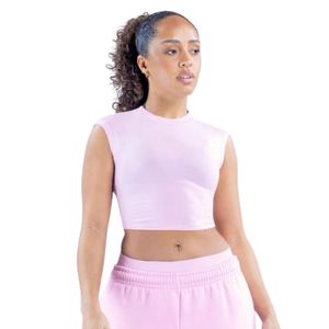 <b>Women</b> Light Pink <b>Sleeveless</b> Crop Top Fitness Yoga Wear Matching Leggings Set Custom Logo Sportswear Manufacturer OEM Bulk Supply - Product Image 4