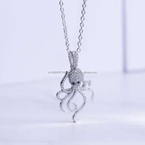 ชุดเพชรสำหรับปลูกในห้องปฏิบัติการ VVS จี้เพชรเม็ด925ชุบโรเดียมขัดเงาสีเงินสเตอลิงฮิปฮอปปลาหมึก - Product Image 1