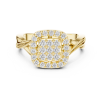 Bague de fiançailles en or jaune avec halo carré pour femme, bijoux de luxe pour mariage, cadeau de promesse