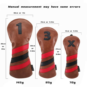 SOSH4 PU Leather Magnetic Closure Blade Style <b>Golf</b> Head Cover with 3D Embroidery and <b>Golf</b> Clubs & Stars Pattern - Product Image 2