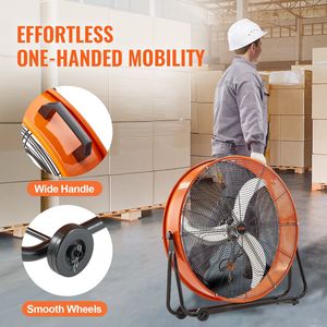 Ventilatore a Tamburo Industriale da 30 Pollici ad Alta Velocità, 3 Velocità, 13000 CFM, Regolabile a 360 Gradi, per Uso Commerciale - Product Image 6