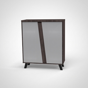Modern 25 0048 2-Door 4-Tier <b>Shoe</b> Cabinet Geometric Accent Panel <b>Entryway</b> Organizer Freestanding <b>Storage</b> - Product Image 4