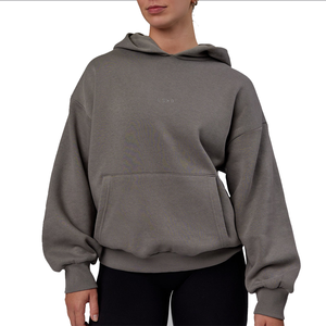 Sudadera con Capucha Extra Grande para Mujer, de Color Sólido, Hombros Caídos, Manga Larga, de Algodón, Fabricante - Product Image 1