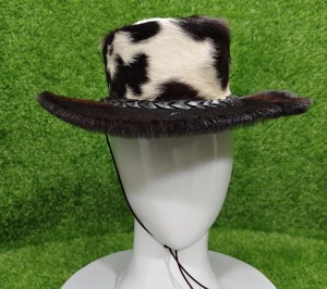 Chapeau de cowboy en fausse fourrure à imprimé vache avec décoration boutonnée, style décontracté unisexe pour l'extérieur, adulte 56-58CM - Product Image 2