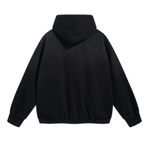 Sudadera con capucha oversize para hombre con bordado, para parejas, con bolsillo, estilo urbano de invierno, forro polar de 280 g/m², lavado ácido, efecto desgastado por el sol, con cremallera, ecológica y transpirable - Product Image 5