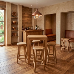 Conjunto de Taburetes de Bar Modernos de Teca Reciclada para Exteriores, Taburetes Altos Resistentes a la Intemperie, Mesa de Madera Resistente a la Intemperie, Proveedor Mayorista de Muebles de Jardín - Product Image 3