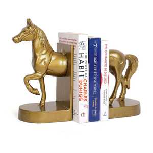 Gold Horse Serre-livres décoratifs en métal plaqué or Art Déco, organisateur d'étagère pour la maison et le bureau, cadeau de remise de diplôme/mariage/Diwali - Product Image 4
