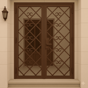 KHP Traditional Wrought Iron Security Door Manual <b>Swing</b> Exterior Entry Metal Gate Decorative Finished Surface Anti-Theft Design - Product Image 4