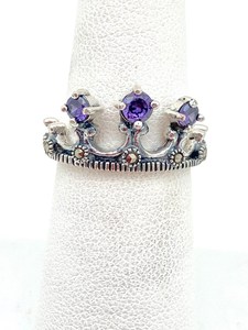 <b>Sterling</b> <b>Silver</b> Amethyst Crown <b>Ring</b> Elegant Gemstone Jewelry Women Gift Handmade <b>Adjustable</b> Wholesale Supplier - Product Image 3