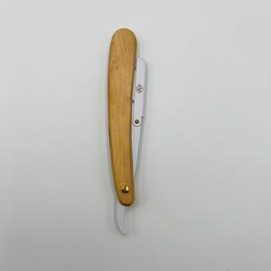 Light Brown Wooden Handle Professional Barber <b>Razor</b> With White HolderHair Instrument Sharp Blade Perfect Grip - Product Image 3