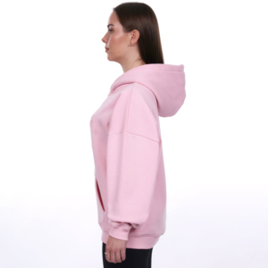 Sweat à capuche zippé surdimensionné personnalisé pour femme en molleton de coton uni, finition délavée, ornements en strass, manches longues - Product Image 2