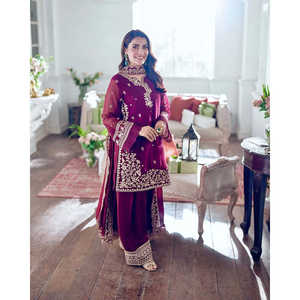 ชุดราตรีดีไซน์เนอร์งานปาร์ตี้สวยๆสวมบนล่างและ dupatta - Product Image 4