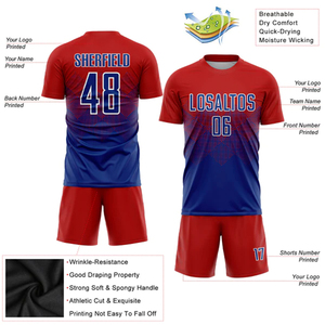 Professional Custom Soccer Kit Full Sublimation Red Blue Gradient Football Jersey Set Moisture Wicking <b>Athletic</b> Training Wear - Product Image 4