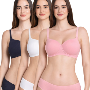 Sujetador tipo camiseta de algodón acolchado sin aros para mujer, braguita de algodón y spandex, y sujetador cómodo para mujer - Product Image 1