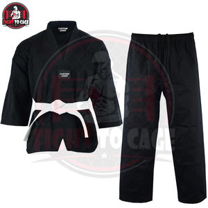 En noir avec ceinture blanche, tissu 100% coton, tenue de taekwondo pour hommes en vente en gros, vêtements d'arts martiaux, uniforme de taekwondo - Product Image 6