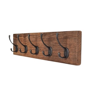 Porte-manteau mural en bois massif avec crochets en fonte, style rustique, organisateur d'entrée, décoration de style ferme - Vente chaude - Product Image 1