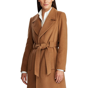 Manteau long en laine pour femme, coupe ajustée, double boutonnage, col à revers, camel et noir, style marin, manteau d'hiver tendance - Product Image 5