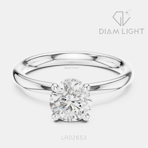 Bague de mariage ronde 0,95 carat, bijoux fins, certifiée IGI, or blanc 14 carats, diamant de laboratoire, bague de fiançailles et d'anniversaire - Product Image 1