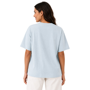 Camiseta de Cuello Redondo Azul Claro con Bordado Puff 2026, Logotipo Personalizado, Camiseta para Mujer, Corte Holgado, Informal, Manga Corta, Color Sólido - Product Image 2