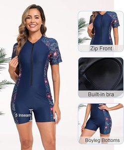 Combinaison de sport sans manches pour femme, color block, col en V, longueur intégrale, surpiqûres contrastées, en Spandex et Polyester, extensible, séchage rapide - Product Image 3