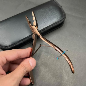 Pince à extensions capillaires plasma professionnelle personnalisable à 2 trous, or rose, en acier inoxydable de qualité chirurgicale, écologique - Product Image 5